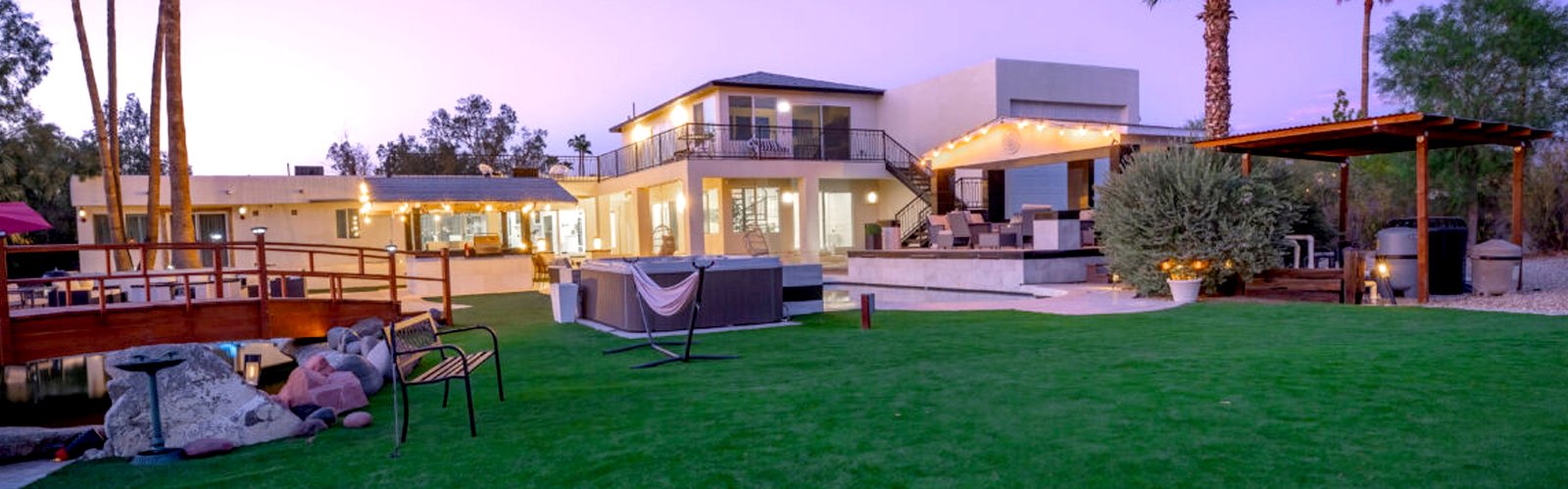 Private 6-bedroom golf resort compound exterior with heated pool in Scottsdale Arizona